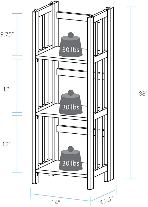 Mahogany Folding Bookcase, 3 Shelves (New)