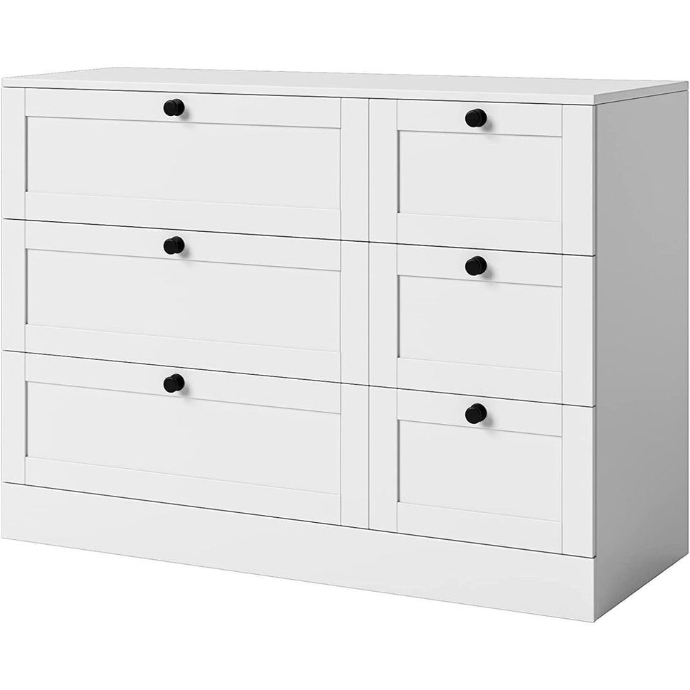 Modern White 6Drawer Dresser with Ample Storage Capacity