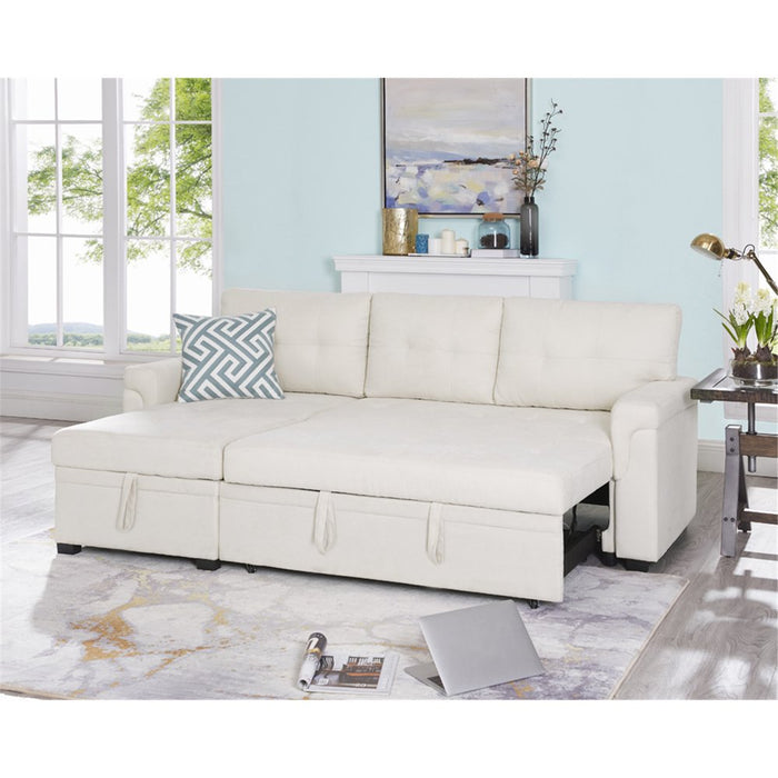 L-Shaped Velvet Sleeper Sectional with Storage