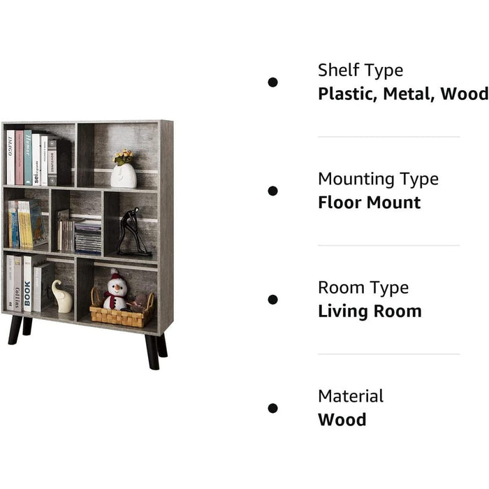 Modern Grey Bookshelf for Small Spaces