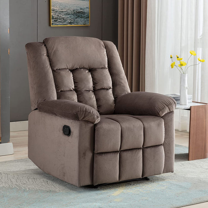 Oversized Classic Manual Recliner Sofa (Brown)