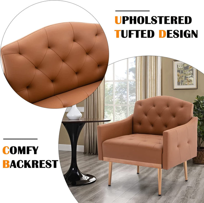 Modern Tufted Accent Chair with Gold Legs