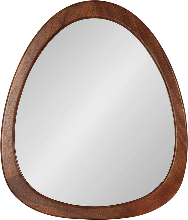 Mckinder Asymmetrical Wood Wall Mirror, 24 X 28, Walnut Brown, Decorative Irregular Geometric Mirror with Robust Wooden Frame and Distinct Finish