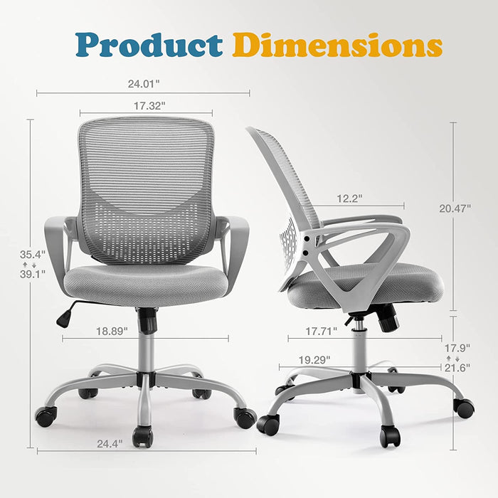 Grey Ergonomic Home Office Chair with Lumbar Support