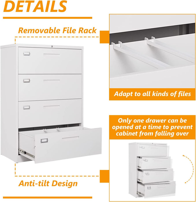 Lockable Steel File Cabinet with 4 Drawers