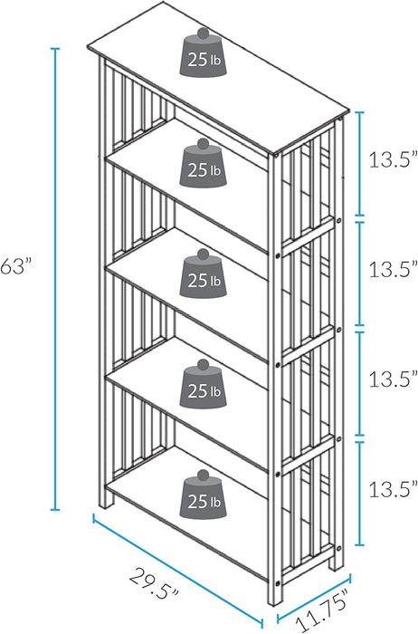 Espresso 5-Shelf Mission Bookcase