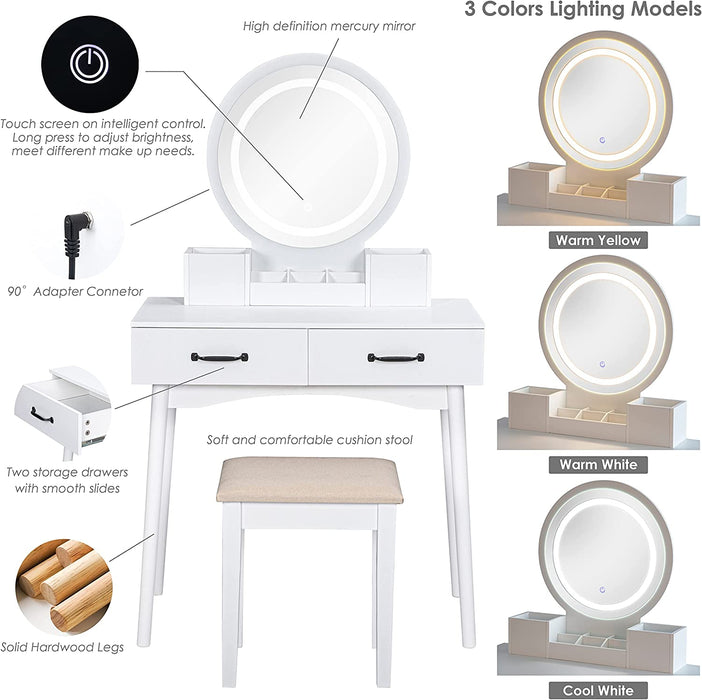 LED Lighted Makeup Vanity Set with Mirror