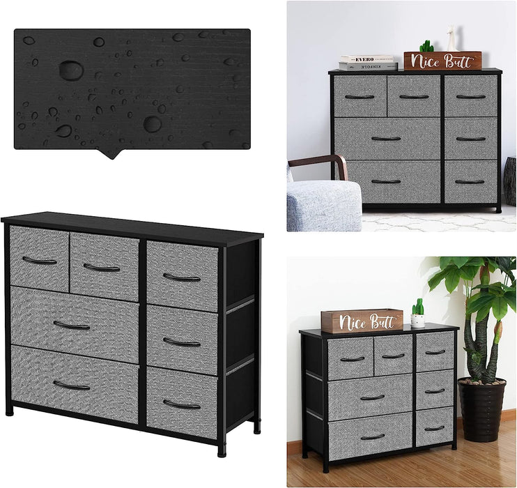 Grey Fabric Drawer Dresser for Home Organization