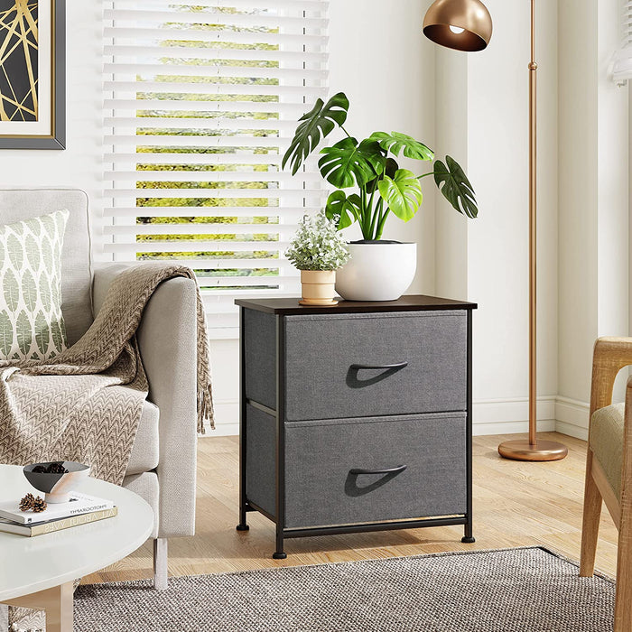 Grey Tall Dresser with 16 Drawers and Wooden Top