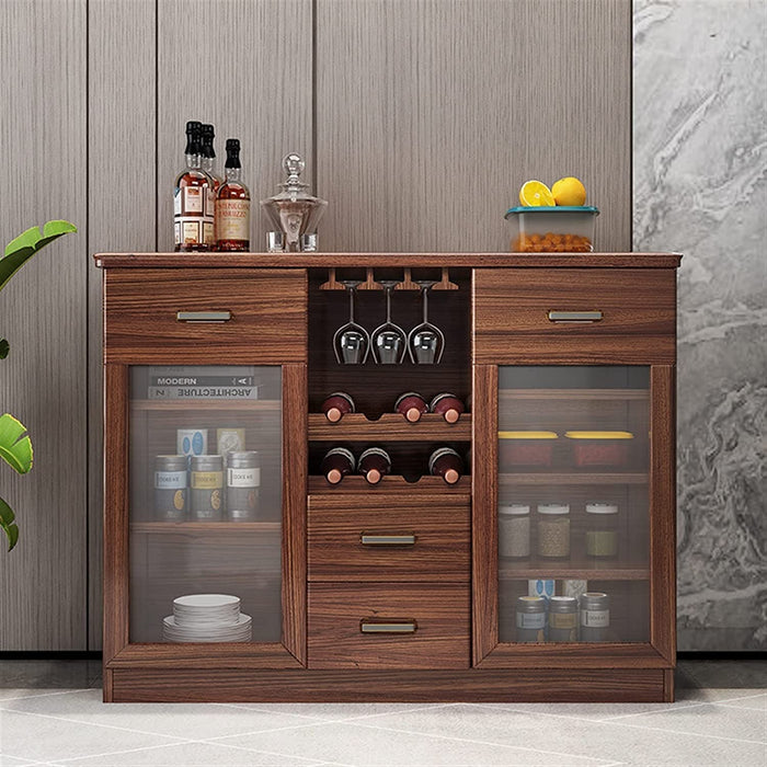 Wooden Sideboard Wine Cabinet Buffet Table with Open Shelf