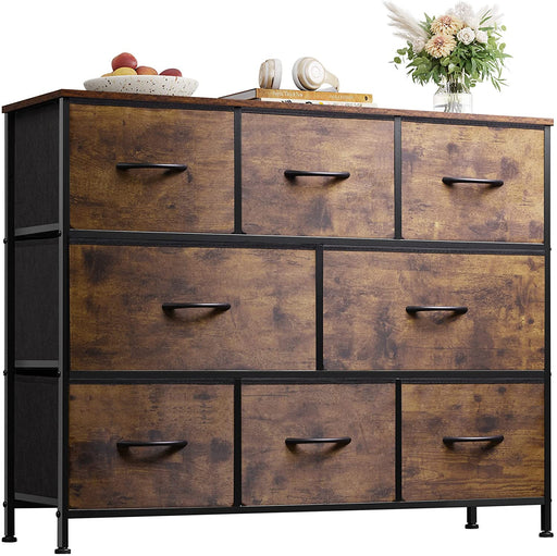 Rustic Brown Dresser with 8 Large Deep Drawers