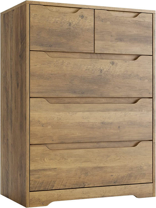 Modern Rustic Brown 5-Drawer Dresser