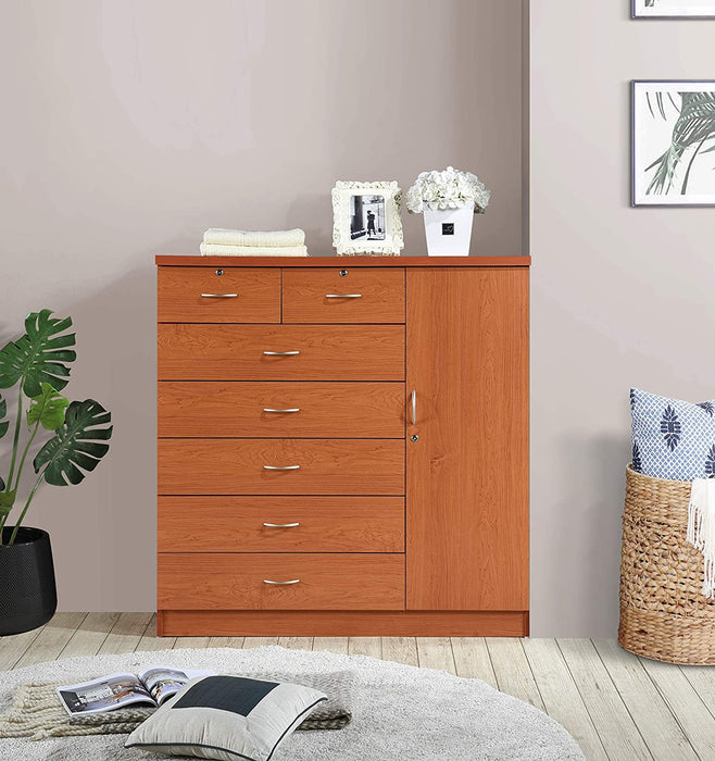 Jumbo 7-Drawer Chest with Hanging Rod, Cherry