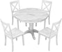 5-Piece round Marble Dining Table Set for 4, White