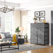 Gray Fabric 12-Drawer Tall Dresser with Wooden Top