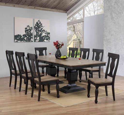 Kings Brand Alleyton 9 Piece Charcoal & Oak Wood Dining Room Set