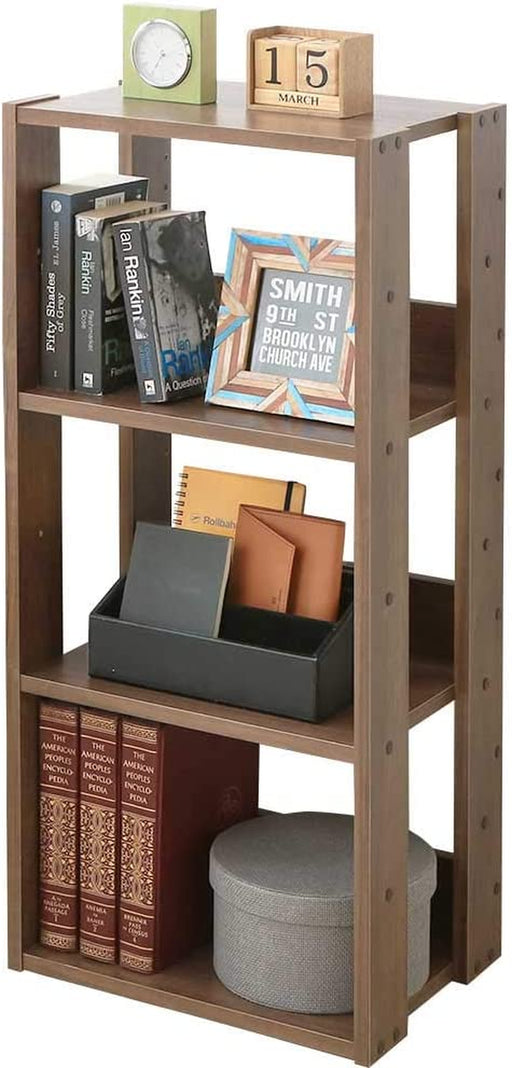 Adjustable Wooden Bookshelf with Natural Dark Oak Finish