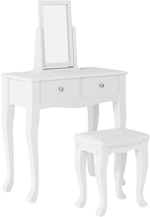 Makeup Vanity Table Set with 360° Rotation Mirror