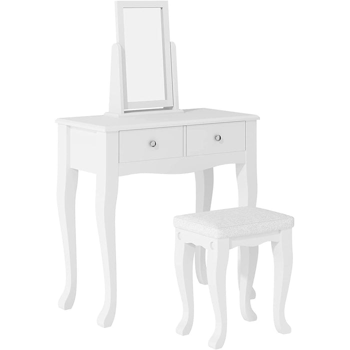 Makeup Vanity Table Set with 360° Rotation Mirror