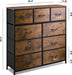 Fabric Storage Tower with 9 Drawers, Rustic Brown