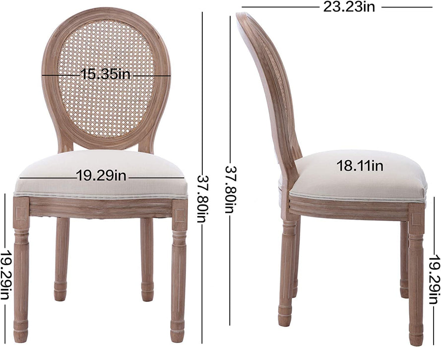 Rattan French Country Dining Chairs Set of 4