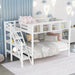 White Twin over Full Bunk Bed with Stairs and Storage