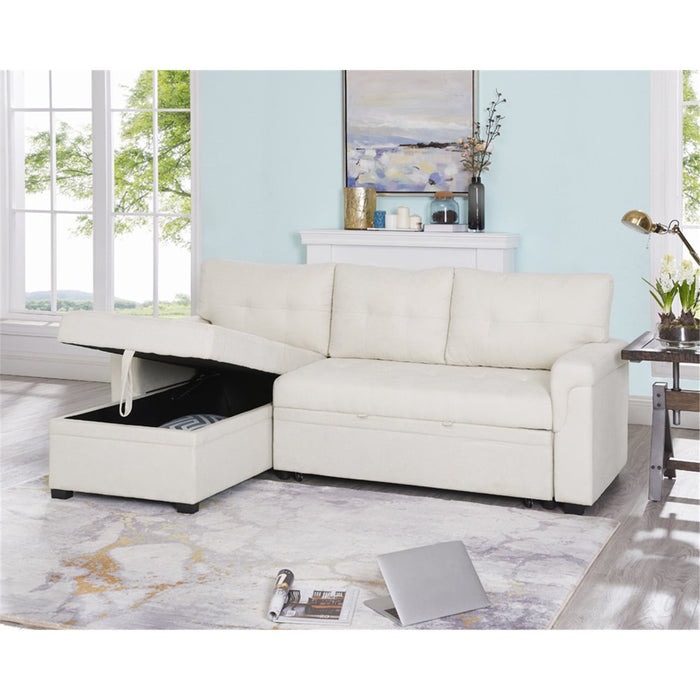 L-Shaped Velvet Sleeper Sectional with Storage