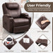 PU Leather Recliner Chair with Massage and Heat (Brown)