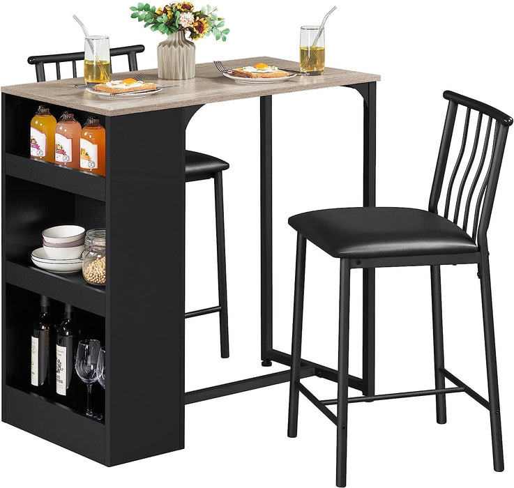 3-Piece Counter Height Dining Table Set, Compact