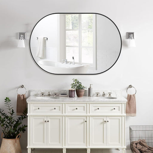 Oval Bathroom Mirror 48 X 30 Inch, Make up Vanity Mirror, Hang Horizontally or Vertically Large Wall Mirror for Bathroom Living Room, Bedroom, Entryway