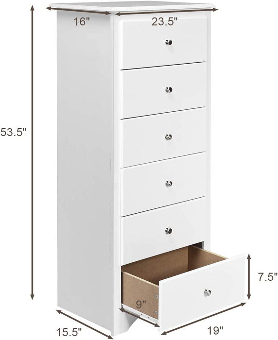 Wooden 6 Drawer Chest, White