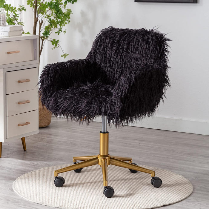 Soft Faux Fur Swivel Chair for Home Office