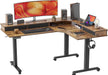 Triple Motor Standing Desk, L-Shaped, Rustic Brown