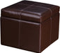 Brown Leather Cube Ottomans for Living Room