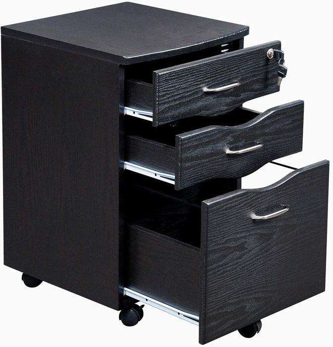 Espresso Rolling Storage and File Cabinet