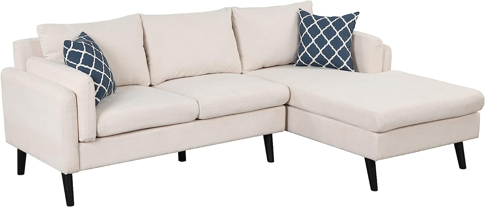 Beige Modern Upholstered L-Shape Sofa