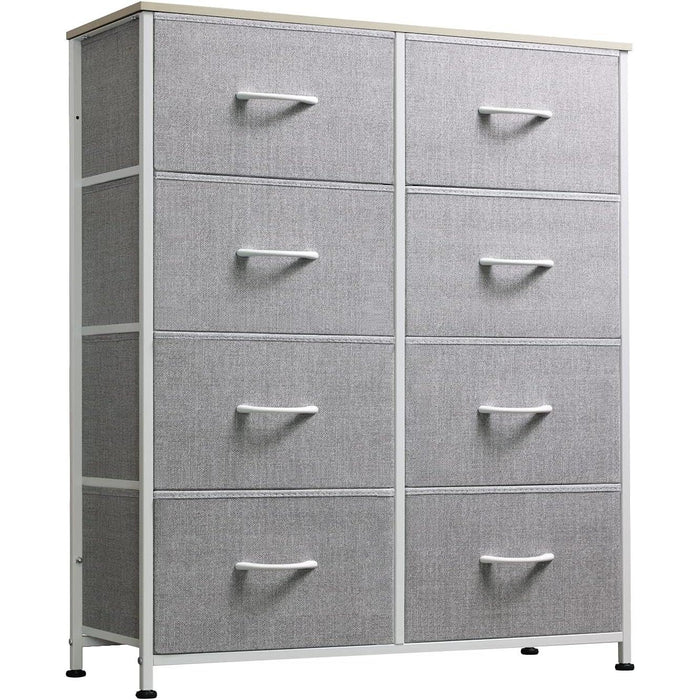 Fabric Storage Tower with 8 Drawers, Light Grey