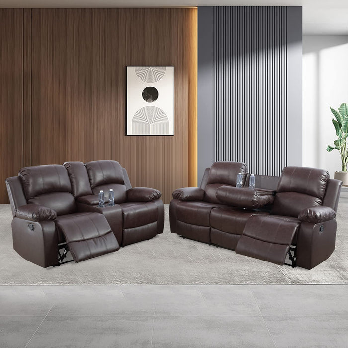 Living Room Sectional Sofa Set, Leather Reclining Sofa Loveseat Couch and Lounge Chair 3 Pieces for Living Room(Sofa（3 Seater）,Red)