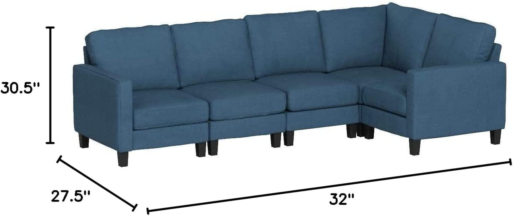 Zahra Fabric Sectional Couch, Dark Blue