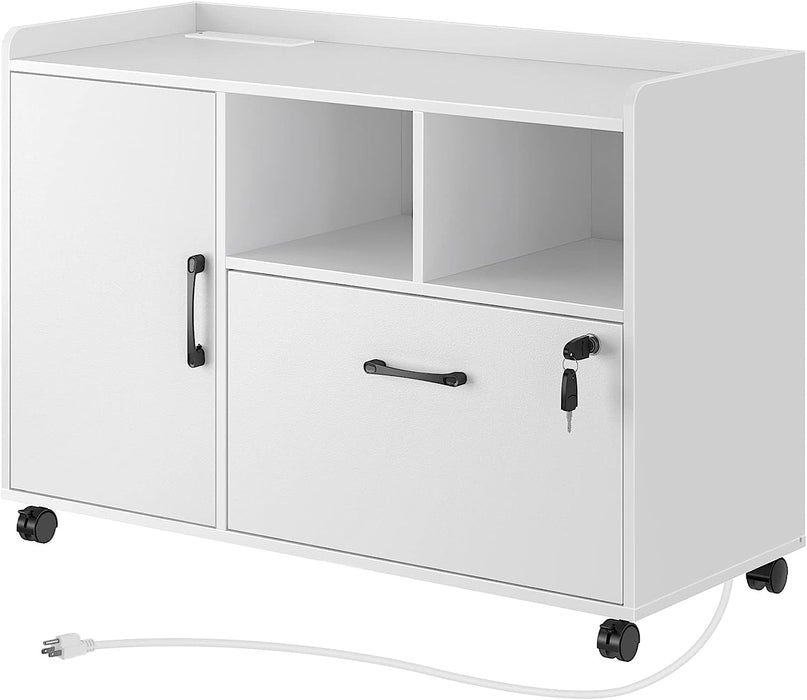 Mobile File Cabinet with Charging and Storage