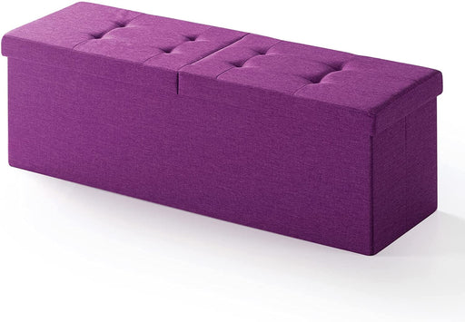 Purple Tufted Folding Box Chest Ottoman, 45″