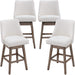 Upholstered Stool Chairs with Back and Wood Legs, Set of 4