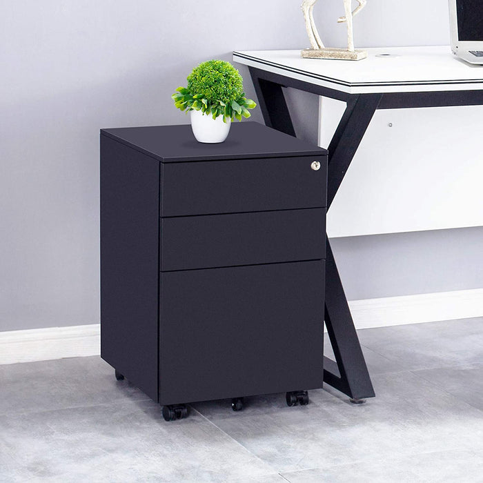 Locking Metal File Cabinet for Home/Office (Black)