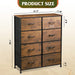 Fabric Storage Tower with 8 Drawers, Rustic Brown