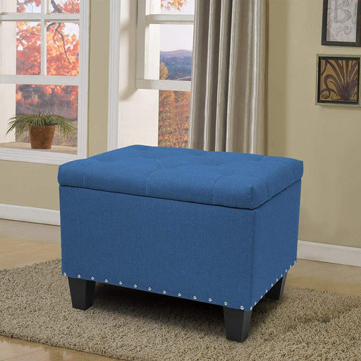 Small Blue Ottoman for Bedroom Foot Rest