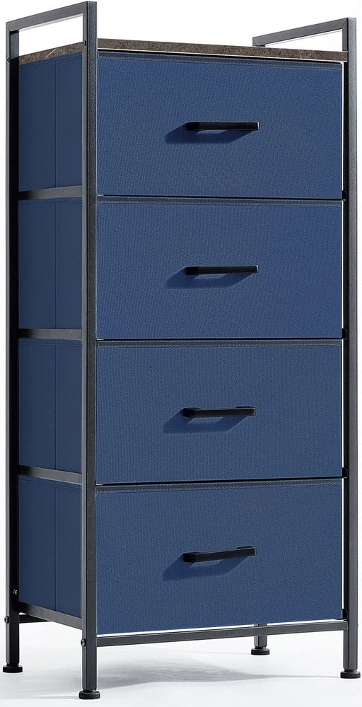 4 Drawer Navy Blue Dresser with Metal Handles
