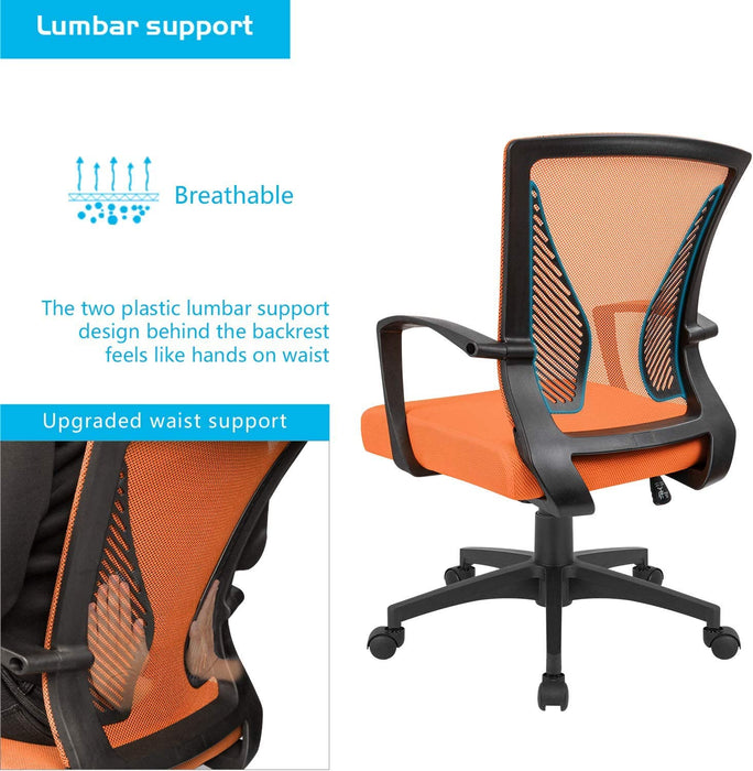 Ergonomic Orange Mesh Office Chair with Armrests