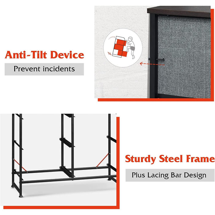 6 Drawer Dark Grey Fabric Dresser