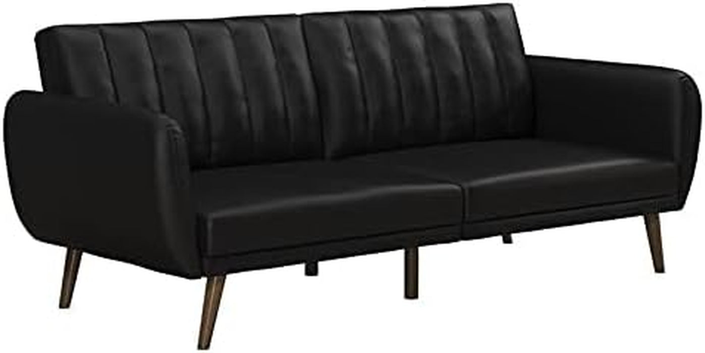 Black Faux Leather Armless Futon with Sleeper