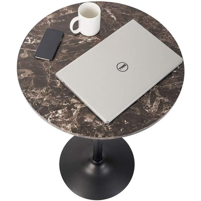 Faux Marble Top Black Base Pub Table